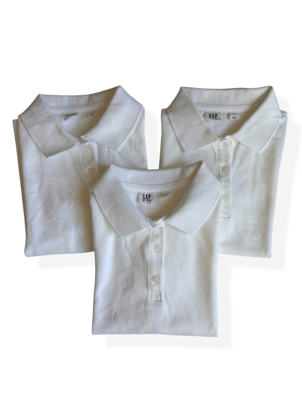 Gap Kids Girls White School Uniform Polo Shirts Size Medium 8 Lot of 3 One NWT